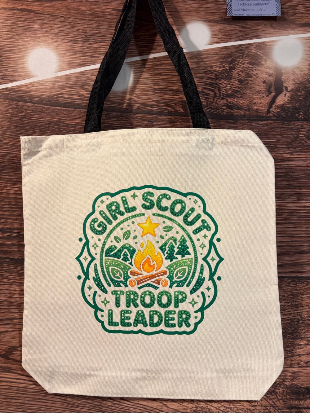 Girl Scout Troop Leader Canvas Tote Bag in Cream